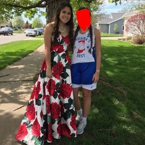 red roses prom dress